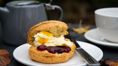 Scones with jam on a plate